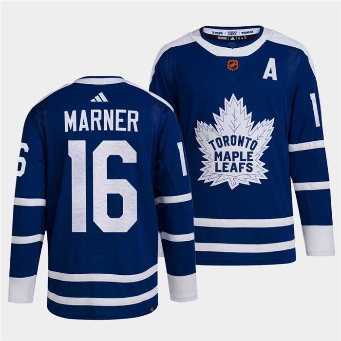 Men%27s Toronto Maple Leafs Black #16 Mitch Marner Blue 2022 Reverse Retro Stitched Jersey Dzhi->st.louis blues->NHL Jersey